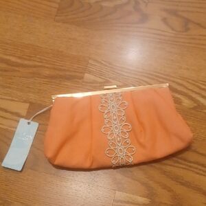 Mud Pie Purse. Blakely Crochet Clutch Coral